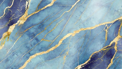 sapphire blue marble stone with gold vein vivid graphite texture geode wallpaper background - obrazy, fototapety, plakaty