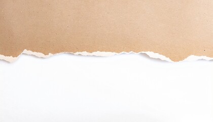 torn a half sheet of white paper from the top recycled brown paper white copy space for text suitable for marketing purposes