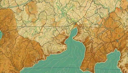 vector vintage topography contour outline map with relief elevation abstract background cartographic art old geographic territory treasure hunt adventure retro colors topographic wide wallpaper