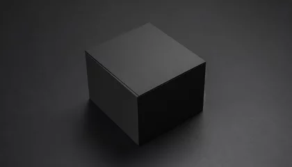 Foto op Canvas square black box mockup on dark background 3d rendering © Florence