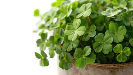 Pot of 4-leaf clovers for the happiness of Saint Patrick's Day