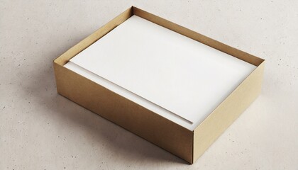 kraft paper gift box mockup with white paper cover 3d rendering