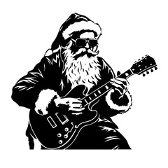 Musical Santa Claus Playing Guitar Vector