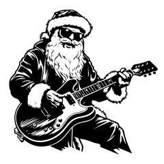 Musical Santa Claus Playing Guitar Vector