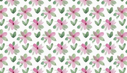seamless pattern of abstract watercolor pink and green flowers