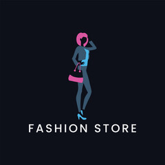 fashion women store logo design vector format