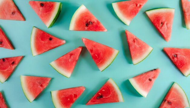 Watermelon Slices Pattern Viewed From Above Top View Summer Concept