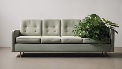 a couch with a plant on top of it