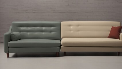 a couple of couches sitting next to each other
