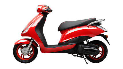 Fototapeta na wymiar red scooter on transparent background PNG. 