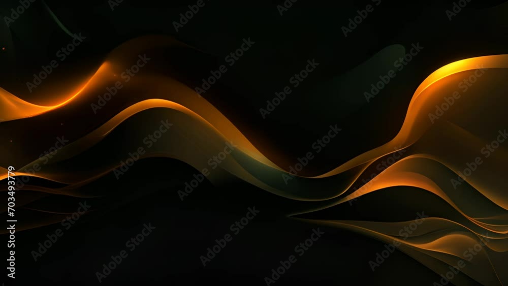 Poster black background with yellow lines and waves. generative ai