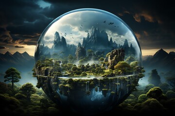 globe earth in dimention picture - obrazy, fototapety, plakaty