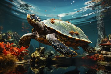 turtle under sea