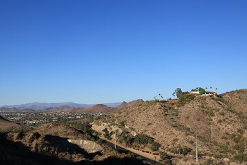 Moon Valley view over Pointe Tapatio in Nort Phoenix along 7th Street from North Mountain Park hiking trail, Arizona