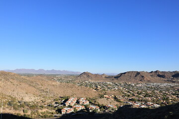 Desert mountain living in Phoenix and Scottsdale as seen from North Mountain Park hiking trail, Arizona