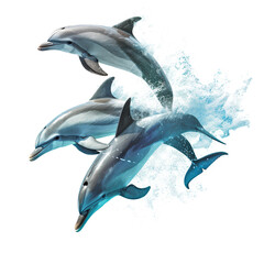 Dolphins jumping gracefully on transparent background PNG