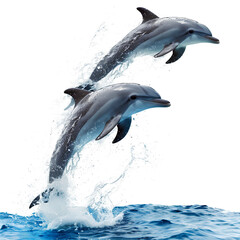 Dolphins jumping gracefully on transparent background PNG