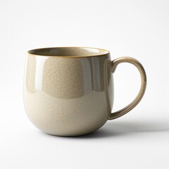 Designer's minimal design of ceramic mug, mockup of beautiful handmade ceramic on white background