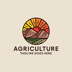 Mountain Agriculture Logo Symbol Design illustration vector Icon Emblem