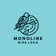 Bird Monoline Logo Symbol Design illustration vector Icon Emblem