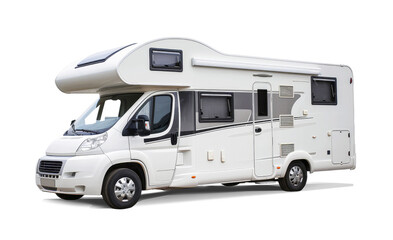 White motorhome isolated from transparent background.