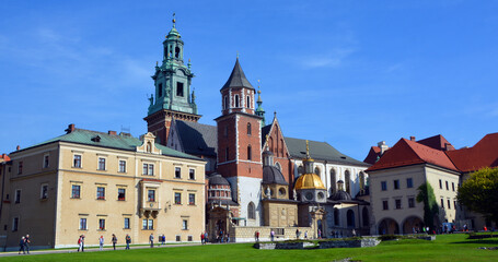 Fototapeta na wymiar The Wawel Castle is a castle residency. Built at the behest of King Casimir III the Great. The castle, being one of the largest in Poland, Krakow
