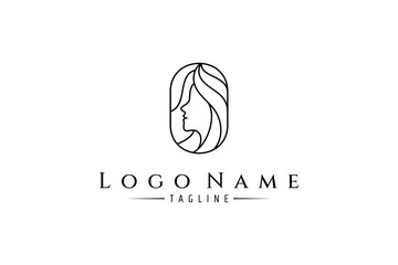 beauty woman line art logo design template for cosmetic, spa and salon products