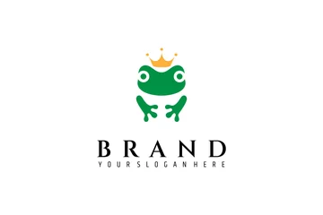 Foto op Canvas frog king logo in flat vector template design style © FendyTerisno