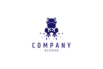 frog logo with water splash effect in flat vector template design style