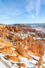 Bryce Canyon National Park an American national park located in southwestern Utah. Giant natural red rocks seen from The Inspiration Point.