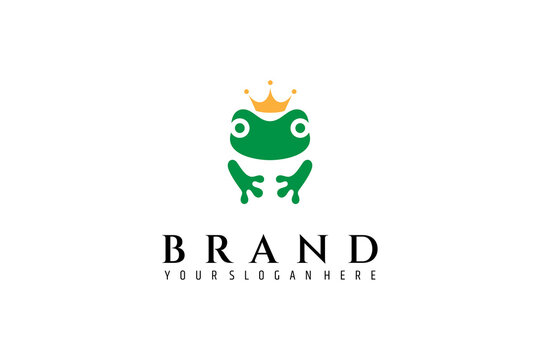 frog king logo in flat vector template design style