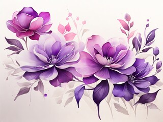 Fantasy purple background: water-based purple paints on a white background