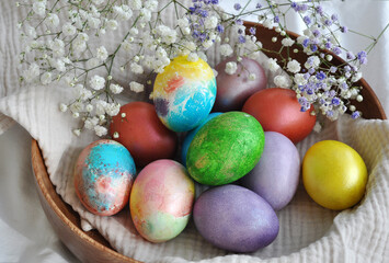 easter eggs in a basket