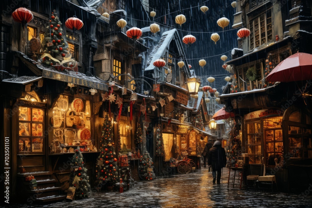 Canvas Prints Yuletide Markets - Generative AI