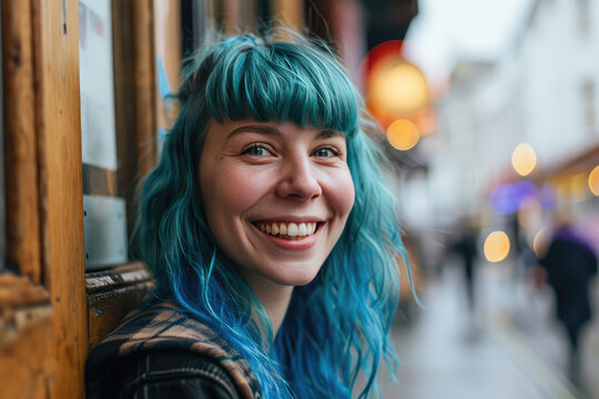 Enthusiastic Female Economist With Blue Hair
