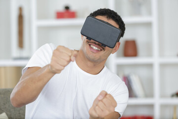 man with virtual reality helmet