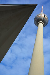 Fernsehturm (Television Tower) located at Alexanderplatz. The tower was constructed between 1965...