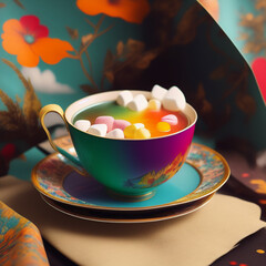 Naklejka na ściany i meble Beautiful colorful vintage cup. Generative AI 