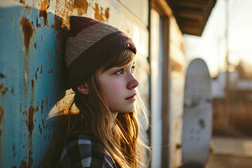 Skater-Style Teenage Girl: Profile Portrait