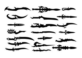 dagger set collection medieval silhouette illustration isolated on white background