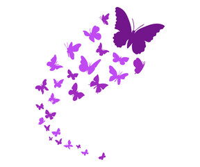 Fototapeta na wymiar butterflies flying on the horizon. freedom concept vector illustration isolated on white background