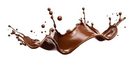 Spilled chocolate splash isolated on transparent white background