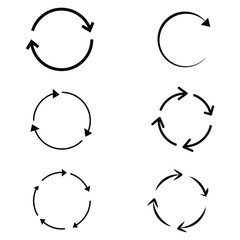 Set of 6 circle arrow icon set. circular arrow icon, refresh, reload arrow icon symbol sign, vector illustration.eps file. - obrazy, fototapety, plakaty
