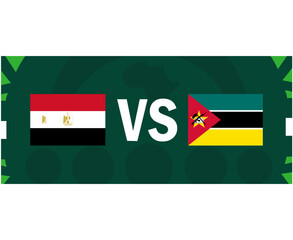 Egypt And Mozambique African Flags Nations 2023 Group B Teams Countries African Football Symbol Logo Design Vector Illustration