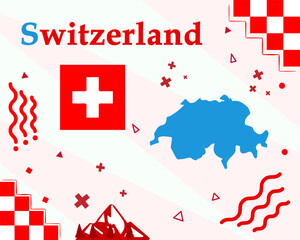 Vector illustration of Switzerland with national and folk symbols