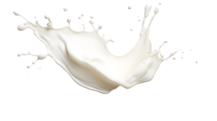 Spilled milk splash isolated on transparent white background
