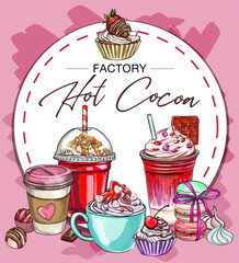 Hot cocoa station banner for design, Christmas cookies, gingerbread, sweets, candy, DIY, Christmas sign, holiday crafts