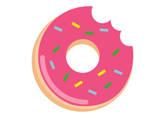 Delicious donut sweet snack in flat style vector illustration isolated on white background