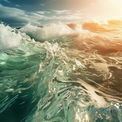 Underwater Ocean Wave Crashing Against Sunlight