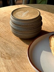 delicious chocolate croissant and aromatic coffee 